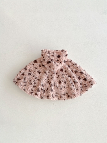 New Winter Infant Baby Kids Girls Leopard Pattern Hooded Long Sleeves Fluffy Cape Wholesale