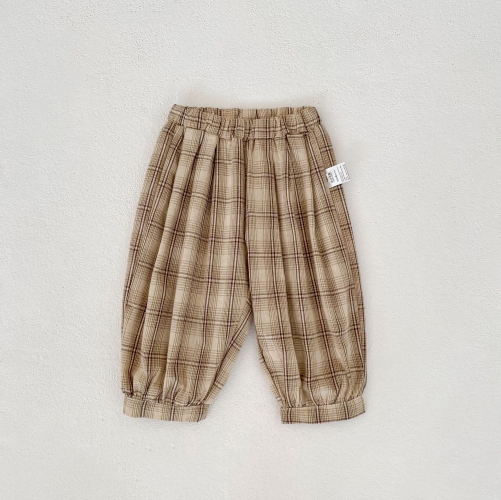 2025 New Arrival Baby Kids Unisex Plaid Pattern Casual Pants In Spring and Autumn Wholesale