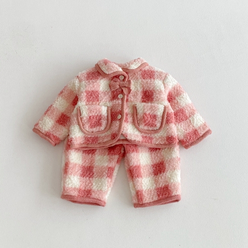 2025 Winter Infant Baby Kids Girls Plaid Pattern Long Sleeves Coat With Pants Fluffy Sets Wholesale 2025 Winter Infant Baby Kids Girls Plaid Pattern Long Sleeves Coat With Pants Fluffy Sets Wholesale