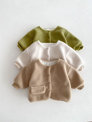 New Arrival Winter Infant Baby Kids Fluffy Warm Long Sleeves Solid Color Coat Wholesale New Arrival Winter Infant Baby Kids Fluffy Warm Long Sleeves Solid Color Coat Wholesale