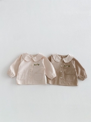 New Arrival Spring Baby Kids Girls Long Sleeves Mushrooms Pattern Single Breasted Top for Stylish Girls Wholesale