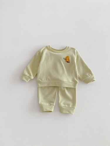 2026 Spring and Autumn Infant Baby Kids Unisex Long Sleeves Cartoon and Letters Pattern Pullover with Pants Sets Wholesale