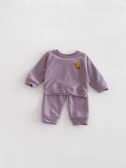 2026 Spring and Autumn Infant Baby Kids Unisex Long Sleeves Cartoon and Letters Pattern Pullover with Pants Sets Wholesale
