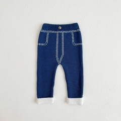 2026 Spring and Autumn New Arrival Baby Kids Unisex Geometric Pattern Knitted Pants Wholesale