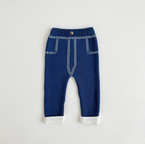 2026 Spring and Autumn New Arrival Baby Kids Unisex Geometric Pattern Knitted Pants Wholesale