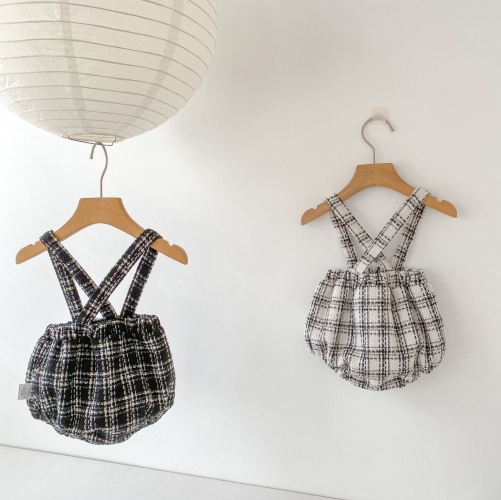 Spring and Autumn Infant Baby Boys and Girls Plaid Sleeveless One Piece Onesies Wholesale