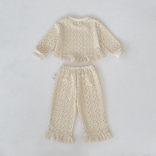 2026 Spring and Autumn Infant Baby Kids Girls Long Sleeves Floral Pattern Top with Pants Sets Wholesale