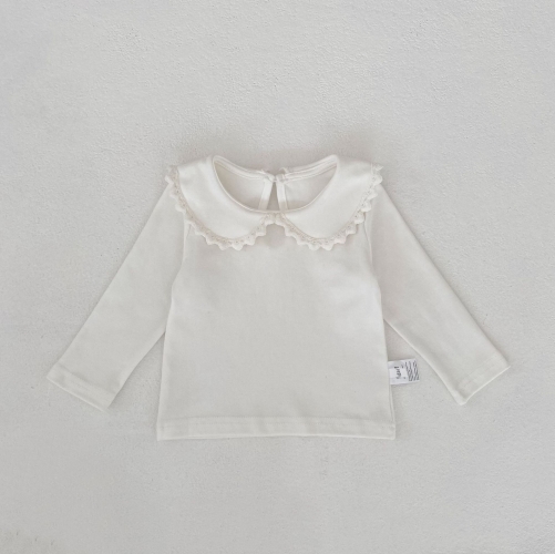 New Arrival Spring Baby Kids Girls Long Sleeves Lace Trim Top for Stylish Girls Wholesale