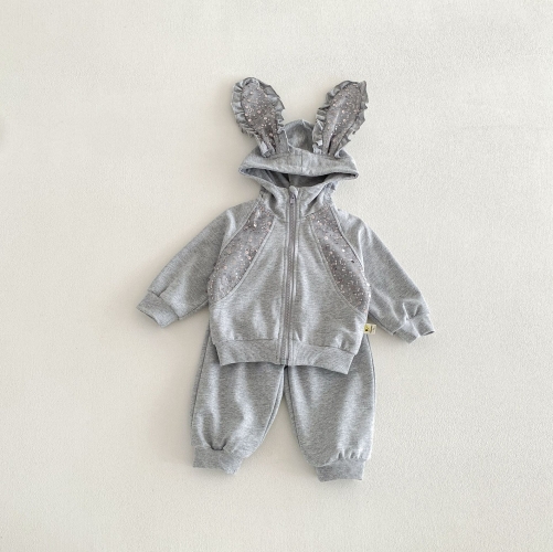 2026 Spring and Autumn Infant Baby Kids Girls Long Sleeves Sequin Coat with Pants Sets Wholesale