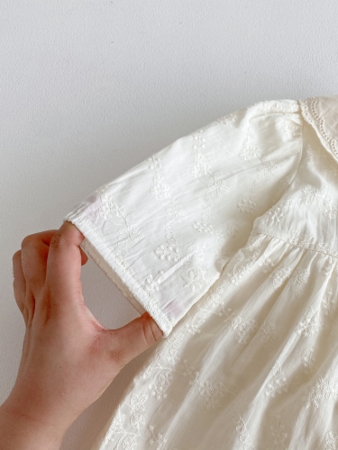 Spring and Autumn Infant Baby Girls Solid Color Long Sleeves One Piece Dress Wholesale