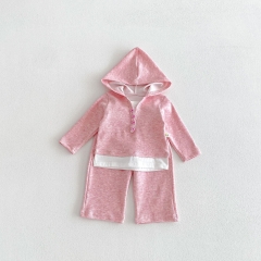 2026 Spring and Autumn Infant Baby Kids Girls Long Sleeves Color Patchwork Top with Pants Sets Wholesale