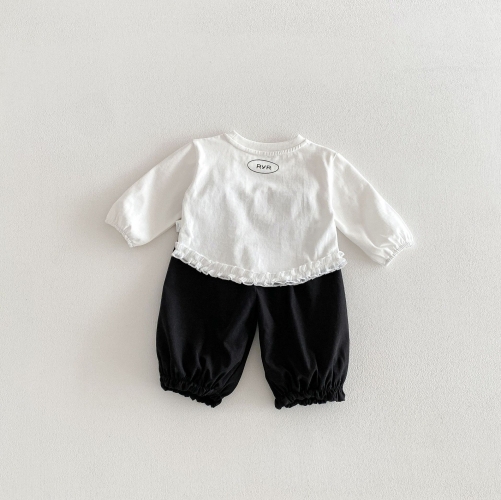 2026 Spring and Autumn Infant Baby Kids Girls Long Sleeves Letters Pattern Top with Pants Sets Wholesale