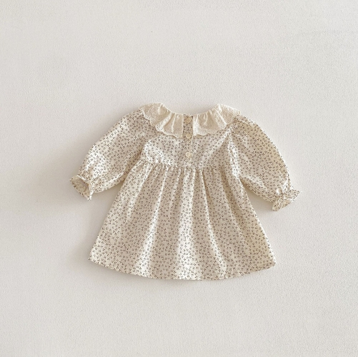 Spring and Autumn Infant Baby Girls Floral Long Sleeves One Piece Dress Wholesale