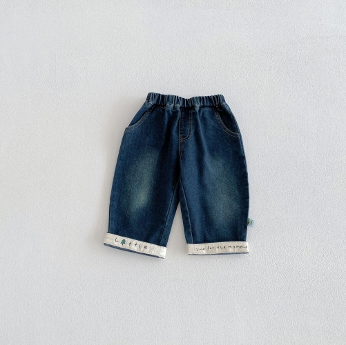 2026 Spring and Autumn New Arrival Baby Kids Girls Letters Pattern Denim Pants Wholesale