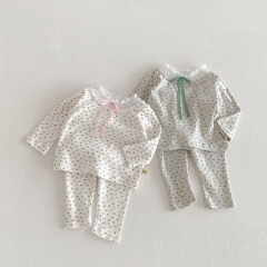 2026 Spring and Autumn Infant Baby Kids Girls Long Sleeves Floral Pattern Top with Pants Sets Wholesale