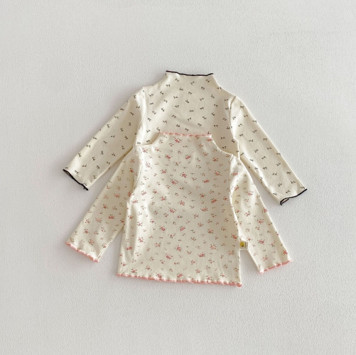 New Arrival Spring Baby Kids Girls Long Sleeves Turtle Neck Floral Top for Stylish Girls Wholesale New Arrival Spring Baby Kids Girls Long Sleeves Turtle Neck Floral Top for Stylish Girls Wholesale