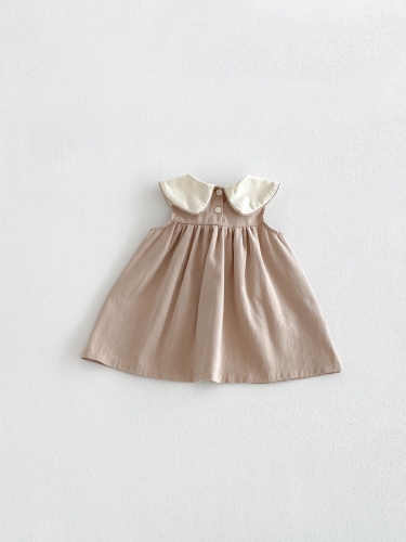 Summer Infant Baby Girls Cute Sleeveless Navy Collar One Piece Dress Wholesale