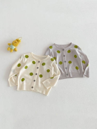 New Arrival Spring Baby Kids Unisex Long Sleeves Crew Neck Polka Dots Pattern Top Wholesale