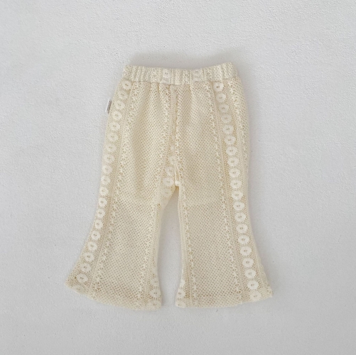 2026 New Arrival Baby Kids Girls Solid Color Hollow-out Plain Pants In Summer Wholesale