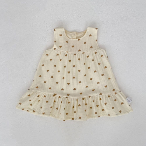 Summer Infant Baby Girls Hearts Pattern Sleeveless One Piece Stylish Dress Wholesale