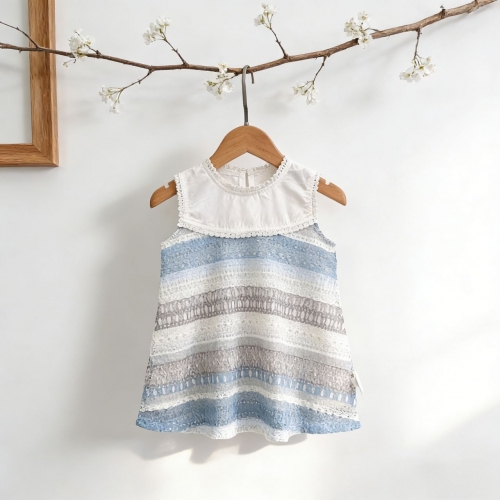 Summer Infant Baby Girls Cute Striped Pattern Sleeveless One Piece Dress Wholesale