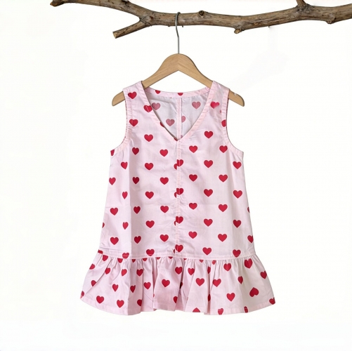 Summer Infant Baby Girls Cute Hearts Pattern Sleeveless One Piece Dress Wholesale