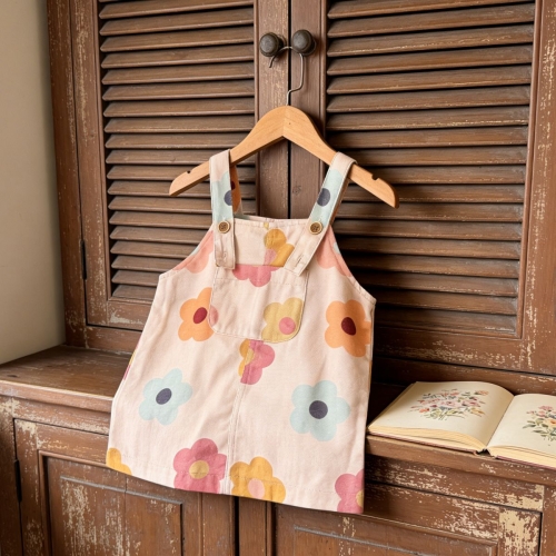Summer Infant Baby Girls Flowers Pattern Sleeveless One Piece Stylish Dress Wholesale