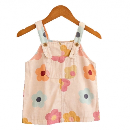 Summer Infant Baby Girls Flowers Pattern Sleeveless One Piece Stylish Dress Wholesale
