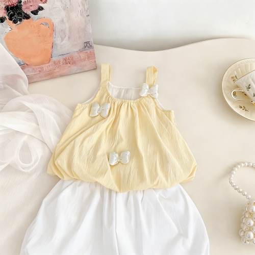 2026 Summer Infant Baby Kids Girls Sleeveless Cute Top Vest with White Shorts Sets Wholesale