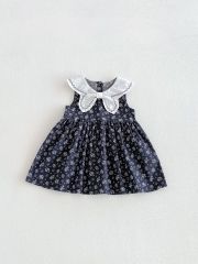 Summer Infant Baby Girls Flowers Pattern Sleeveless One Piece Stylish Dress Wholesale
