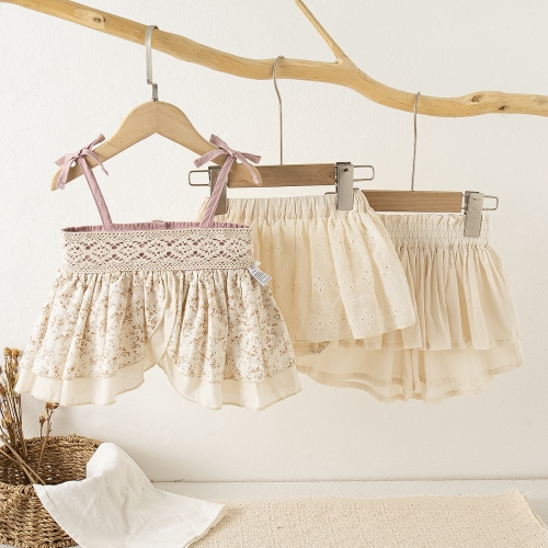 2026 Summer Infant Baby Kids Girls Sleeveless Vintage Top Vest with Shorts Sets Wholesale