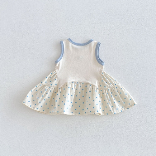 Summer Infant Baby Girls Cute Color Patchwork Sleeveless One Piece Dress Wholesale