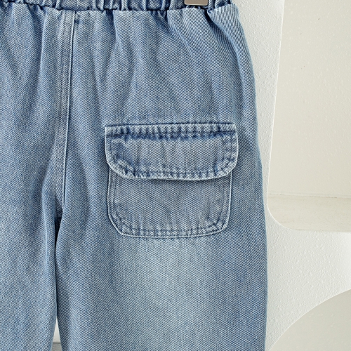 Infant Baby Kids Boys and Girls One Piece Solid Color Ripped Denim Pants in Summer Wholesale