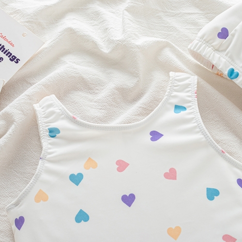 Infant Baby Girls Heart Pattern Swimsuit with Hat In Summer Wholesale