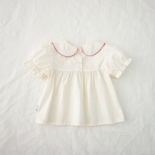 2026 Summer Infant Baby Kids Girls Short Sleeves Plaid Pattern Top with Denim Shorts Sets Wholesale