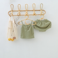 2026 Summer Infant Baby Kids Sleeveless Plain Top Vest with Shorts Sets Wholesale