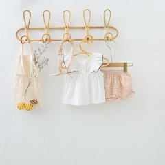 2026 Summer Infant Baby Kids Girls Sleeveless Top Vest with Plaid Shorts Sets Wholesale