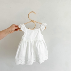 Summer Infant Baby Girls Flowers Hollow-out Pattern Sleeveless One Piece Stylish Dress Wholesale