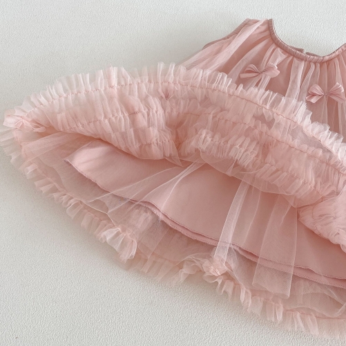Summer Infant Baby Girls Cute Butterfly-bow Pattern Sleeveless Tulle Dress Wholesale