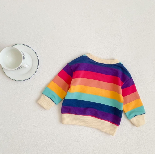 New Arrival Spring Infant Baby Kids Unisex Striped and Letters Pattern Long Sleeves Pullover Wholesale