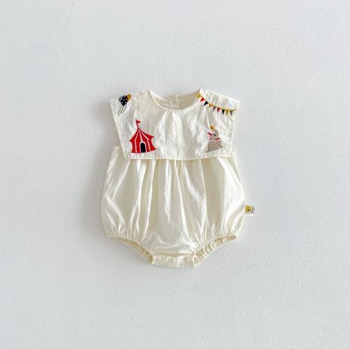 Summer Infant Baby Girls Cute Cartoon Pattern Crew Neck Sleeveless One Piece Onesies Wholesale
