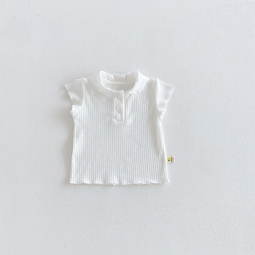 New Arrival Summer Infant Baby Girls Solid Color Short Sleeves Polo Shirt Wholesale