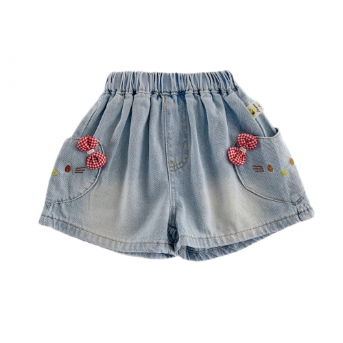 Infant Baby Kids Girls One Piece Cartoon Denim Shorts in Summer Wholesale