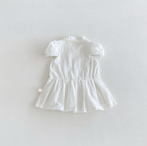 Summer Infant Baby Girls Cute Flowers Pattern Short Sleeves Dress Wholesale