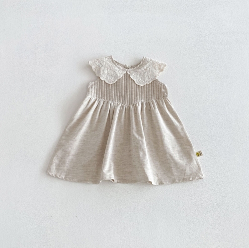 Summer Infant Baby Girls Cute Flowers Pattern Collar Sleeveless Dress Wholesale