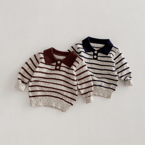 New Arrival Spring and Autumn Baby Kids Unisex Long Sleeves Striped Pattern Sweater Wholesale
