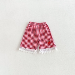 Autumn Infant Baby Kids Girls One Piece Plaid and Strawberry Pattern Pants in Summer Wholesale
