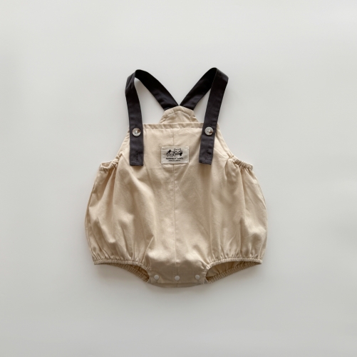 2026 Autumn Infant Baby Kids Girls Sleeveless Color Patchwork Strap Onesies Overalls with Lace Trim Collar Top Wholesale