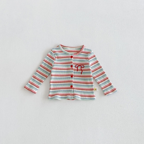 New Arrival Spring and Autumn Infant Baby Kids Girls Striped Pattern Long Sleeves Knitted Cardigan Wholesale