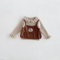New Arrival Spring and Autumn Infant Baby Kids Girls Color Patchwork Long Sleeves Knitted Sweater Wholesale